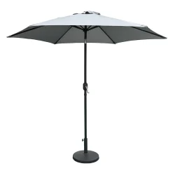 Parasol gris inclinable avec base - 9 pi