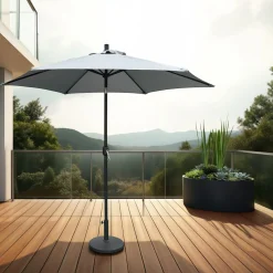 Parasol gris inclinable avec base - 9 pi