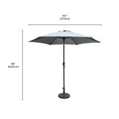 Parasol gris inclinable avec base - 9 pi