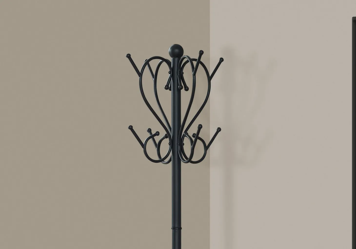 Patère - 71"H, métal noir et soutien à parapluie