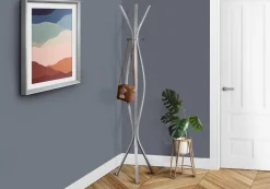 Patère - 72"H, style contemporain métal argent