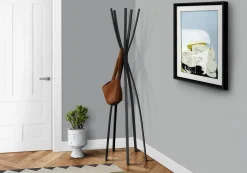Patère - 72"H, style contemporain métal noir satiné