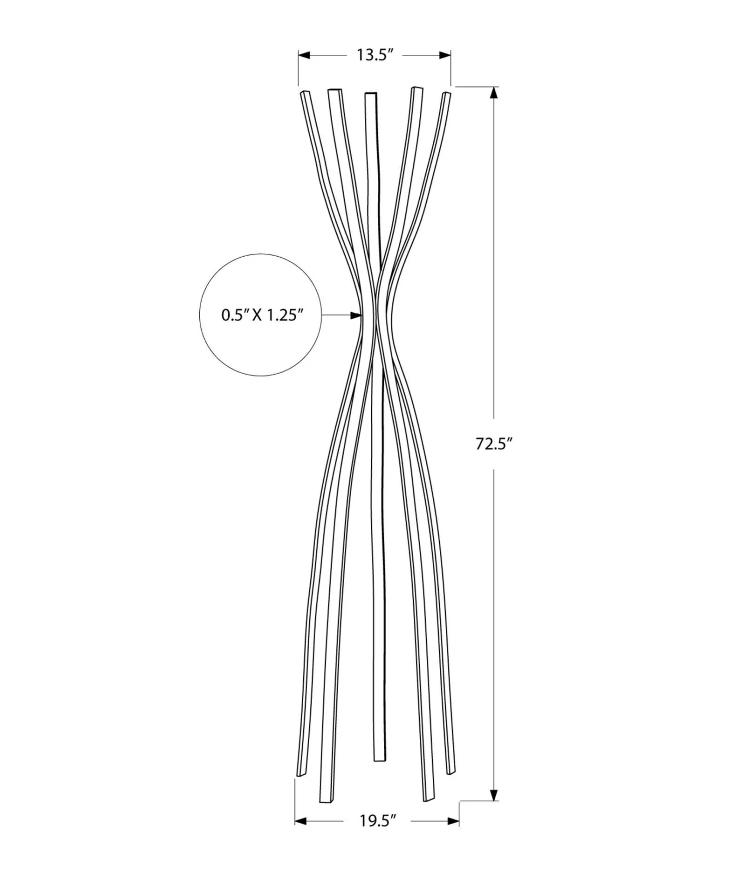 Patère - 72"H, style contemporain métal noir satiné