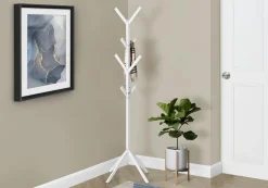 Patère sur pied - 70"H, métal blanc