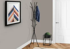 Patère sur pied - 74"H, métal martele noir