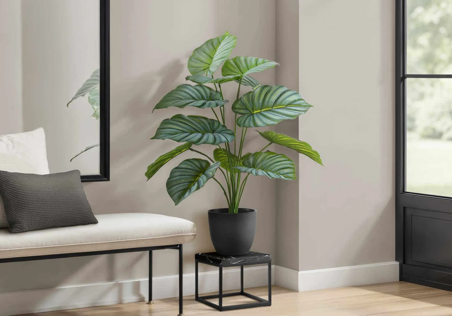 Plante artificielle - 24"H, calathea intérieur pot 5"