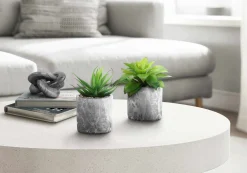 Plante artificielle - 2mcx, 7"H succulent pot ciment 4"