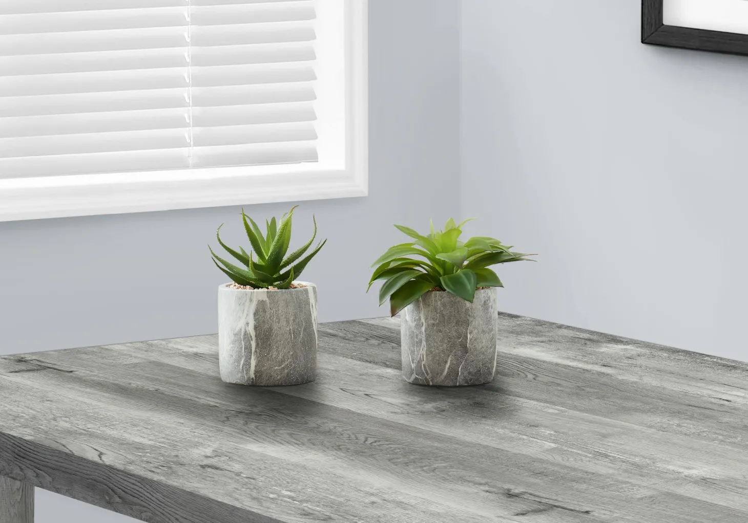 Plante artificielle - 2mcx, 7"H succulent pot ciment 4"