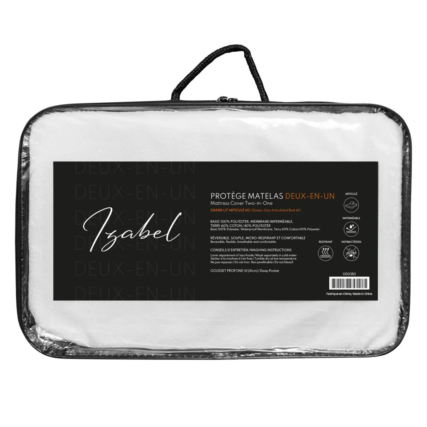 Protège-matelas imperméable et réversible à têtes séparées - queen