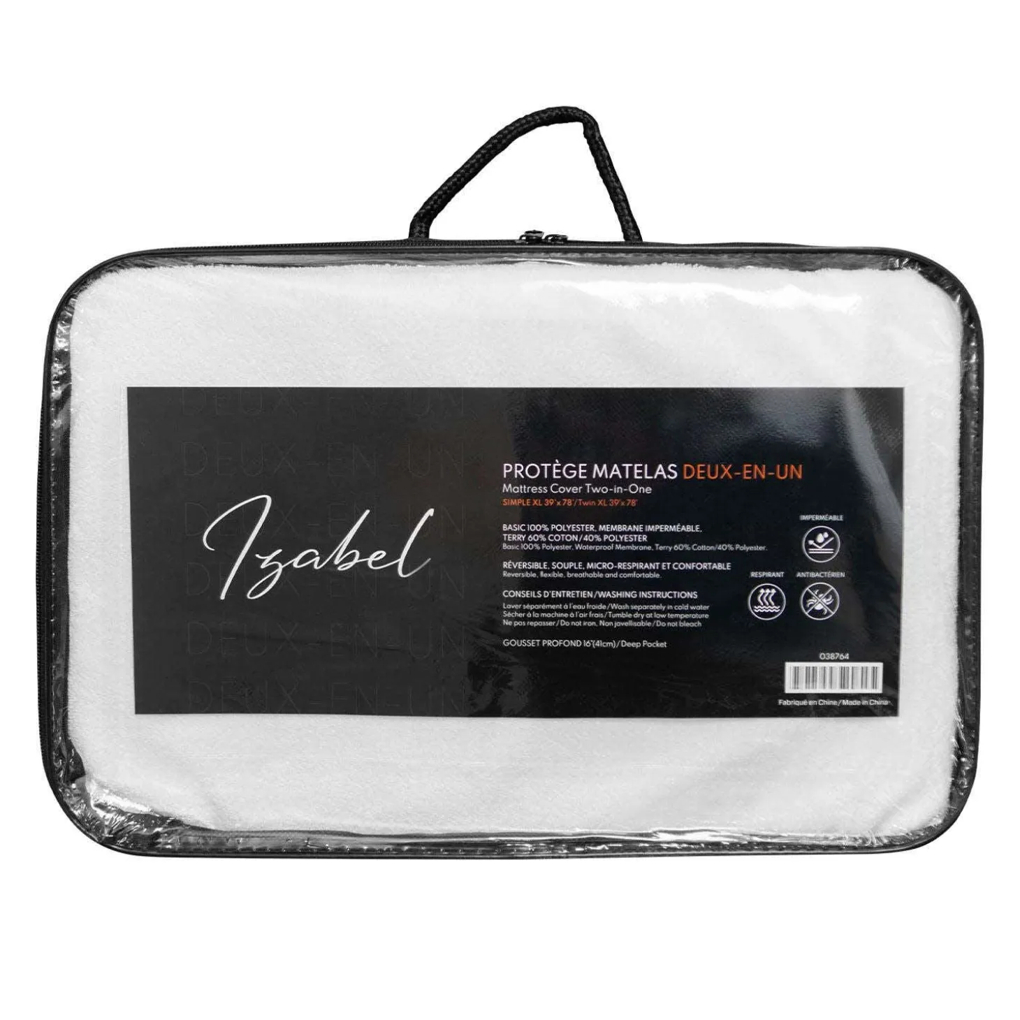 Protège-matelas imperméable et réversible simple XL