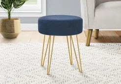 Repose-pieds avec piètement en épingle à cheveux doré - Marine
