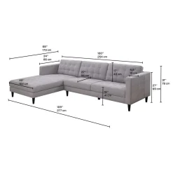 Sectionnel avec chaise longue à gauche - gris