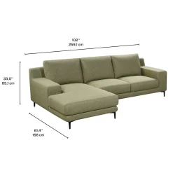 Sectionnel avec chaise longue à gauche - vert