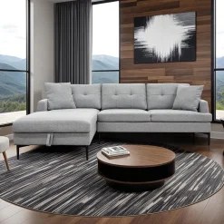 Sectionnel avec chaise longue à gauche et rangement