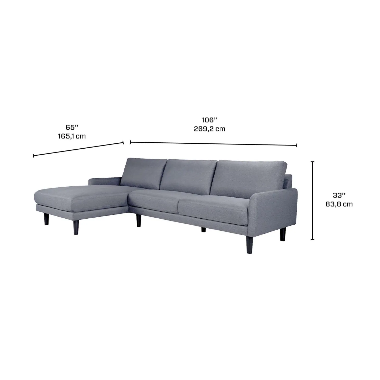 Sectionnel avec chaise longue à gauche