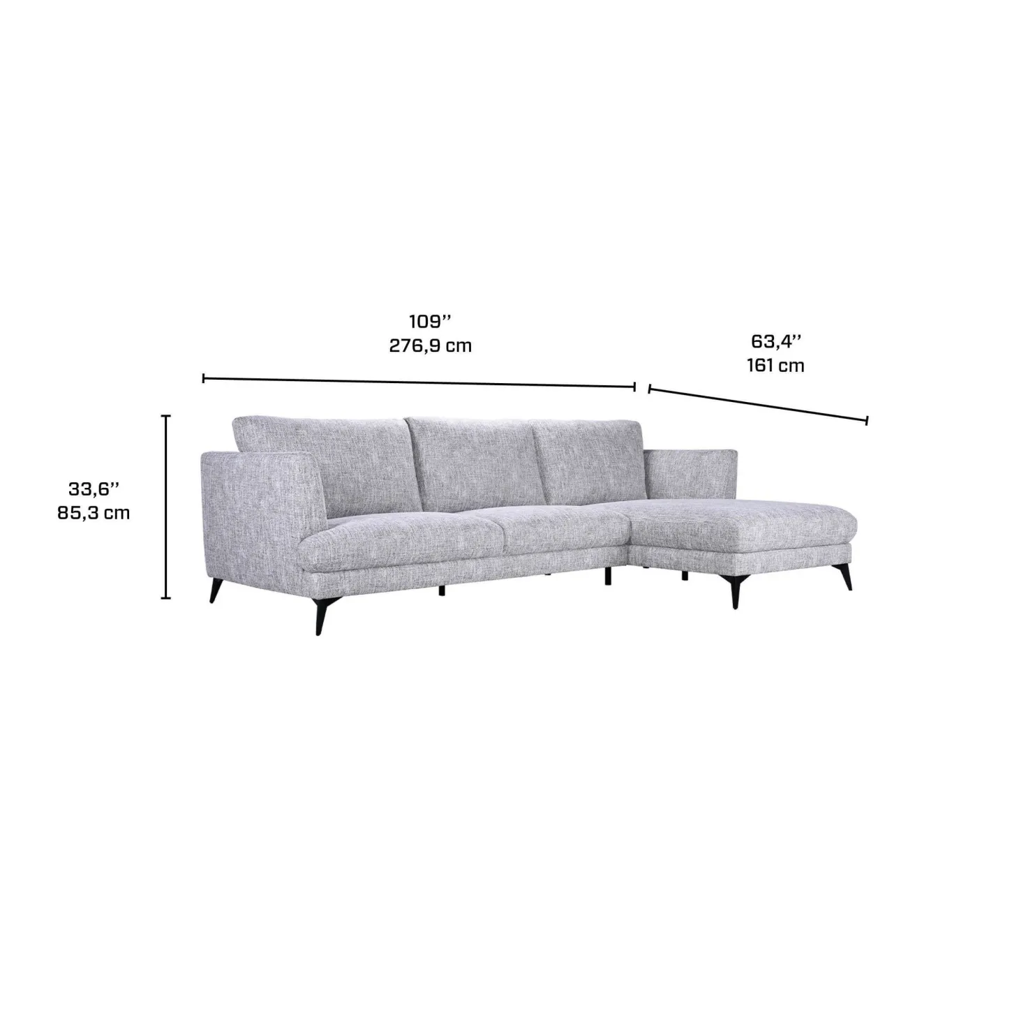 Sectionnel avec chaise longue à droite