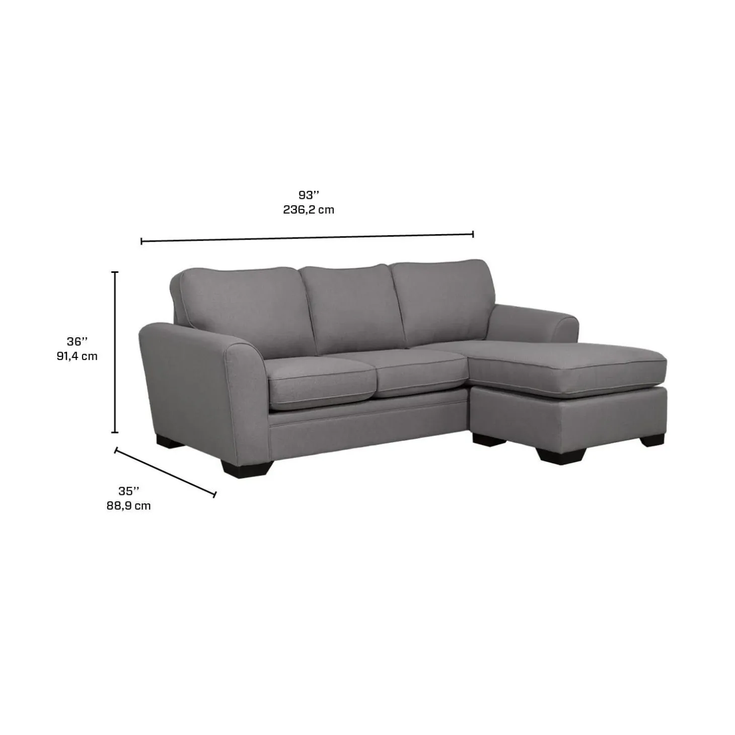 Sectionnel avec chaise longue réversible