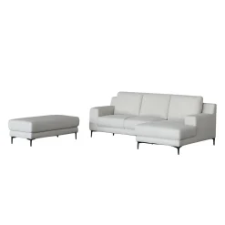Sectionnel avec chaise longue à droite et ottoman - beige