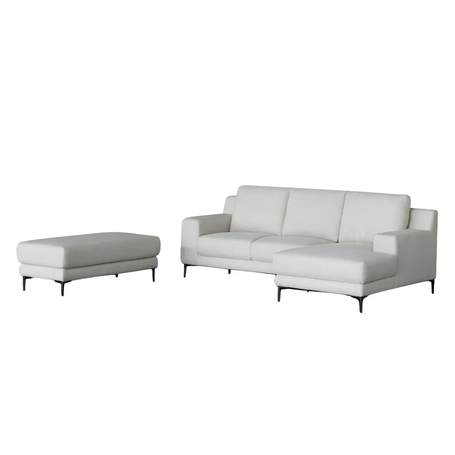 Sectionnel avec chaise longue à droite et ottoman - beige