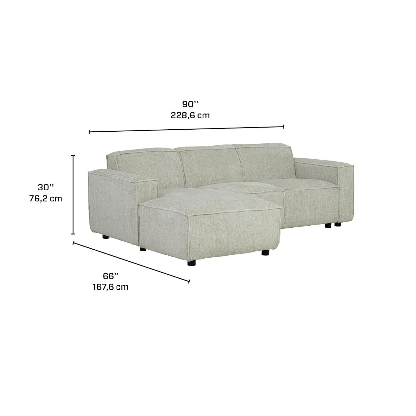Sectionnel avec chaise longue à gauche