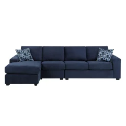 Sectionnel avec chaise longue réversible - bleu