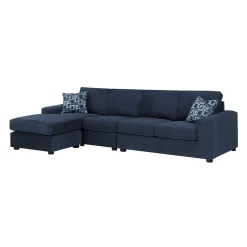 Sectionnel avec chaise longue réversible - bleu