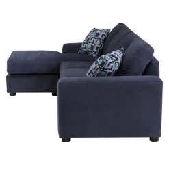 Sectionnel avec chaise longue réversible - bleu