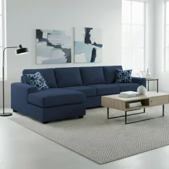 Sectionnel avec chaise longue réversible - bleu
