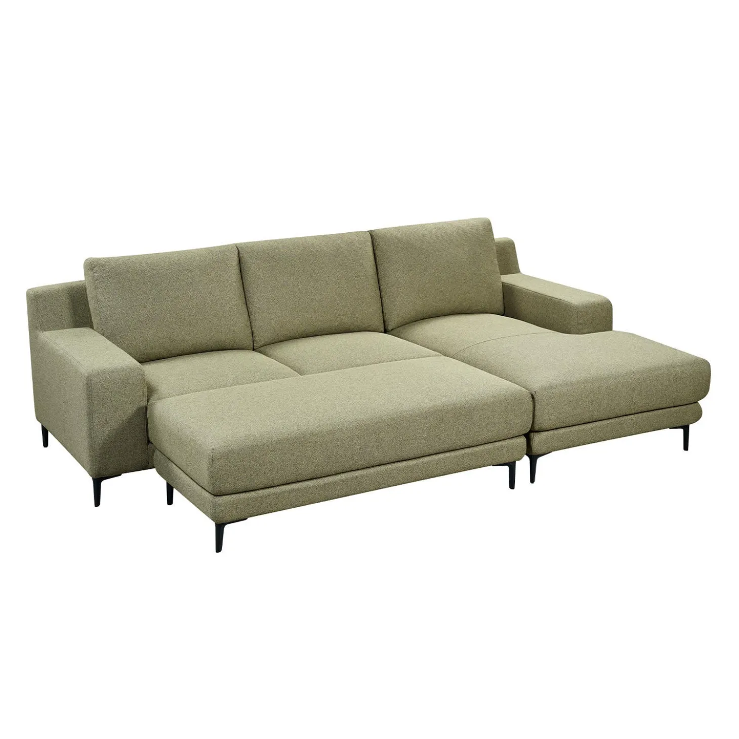 Sectionnel avec chaise longue à droite et ottoman - vert