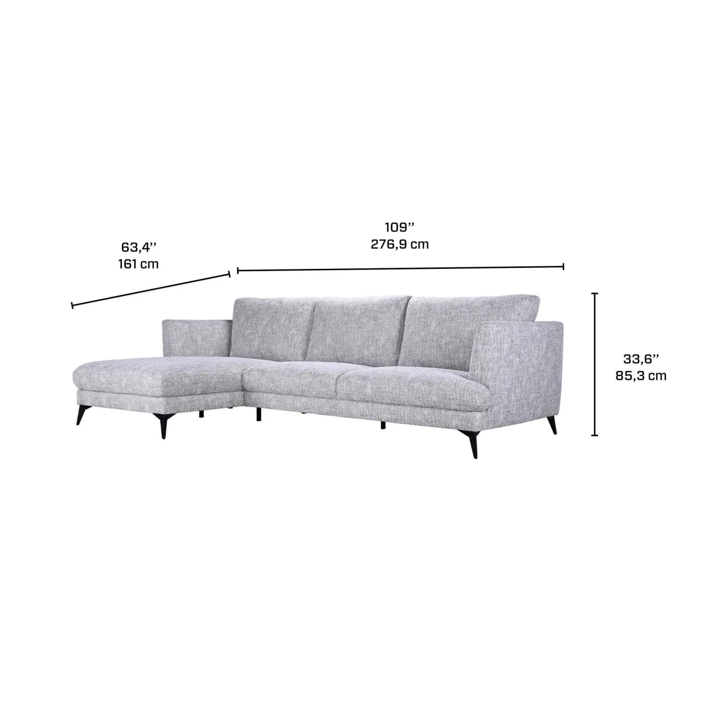 Sectionnel avec chaise longue à gauche