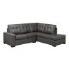 Sectionnel causeuse en cuir véritable - Chaise longue à droite