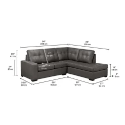 Sectionnel causeuse en cuir véritable - Chaise longue à droite