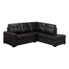 Sectionnel causeuse en cuir véritable - Chaise longue à droite