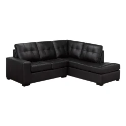 Sectionnel causeuse en cuir véritable - Chaise longue à droite