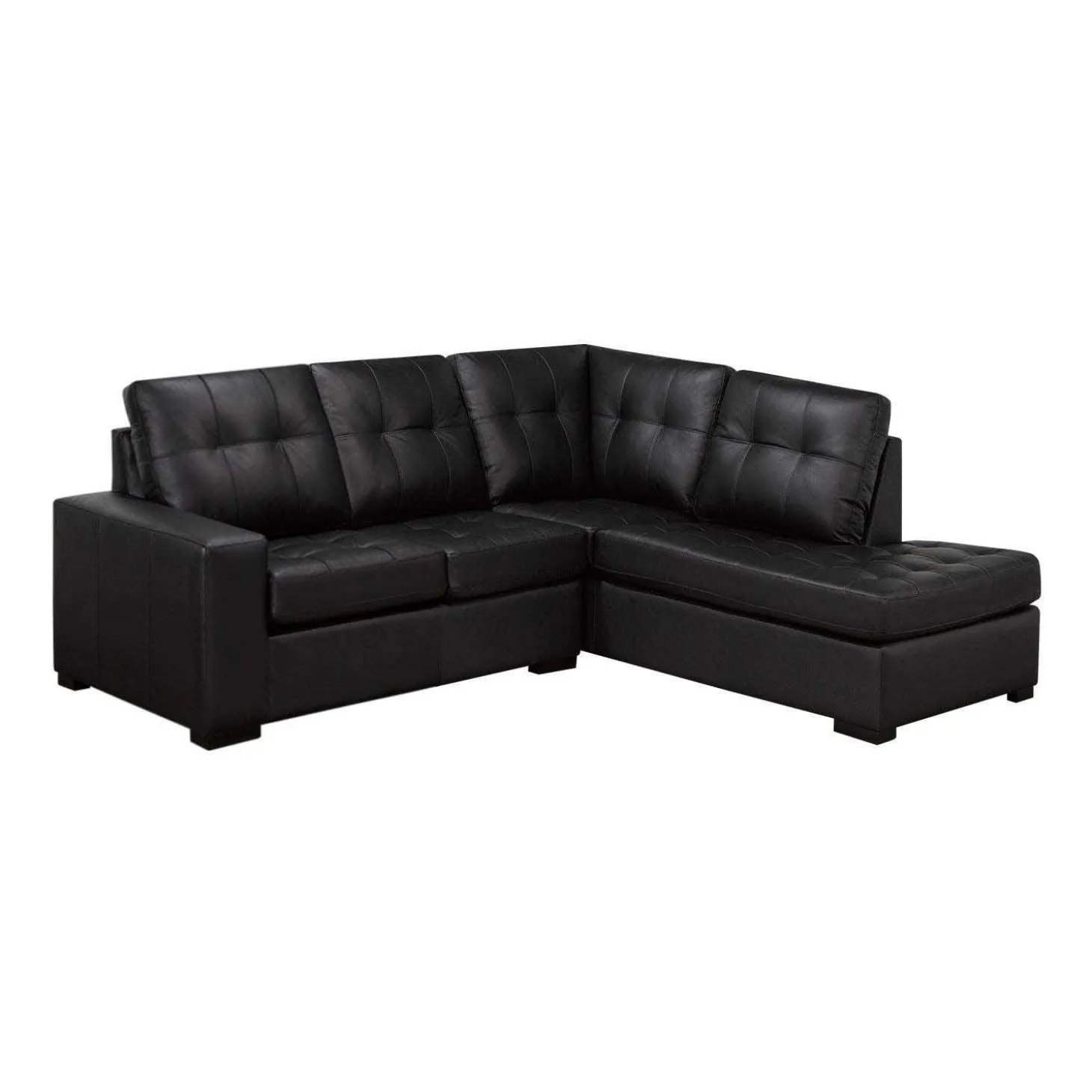 Sectionnel causeuse en cuir véritable - Chaise longue à droite