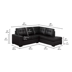 Sectionnel causeuse en cuir véritable - Chaise longue à droite