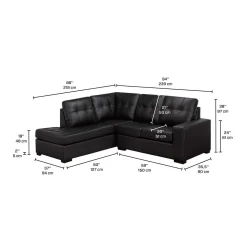 Sectionnel causeuse en cuir véritable - Chaise longue à gauche