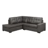 Sectionnel causeuse en cuir véritable - Chaise longue à gauche