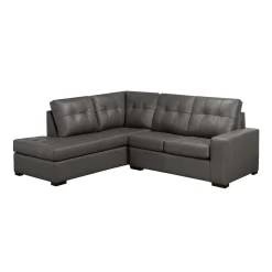 Sectionnel causeuse en cuir véritable - Chaise longue à gauche