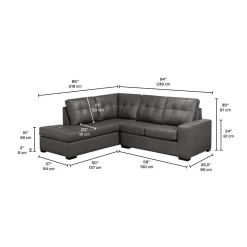 Sectionnel causeuse en cuir véritable - Chaise longue à gauche