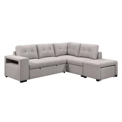 Sectionnel convertible avec chaise longue, rangement et 2 ottomans amovibles