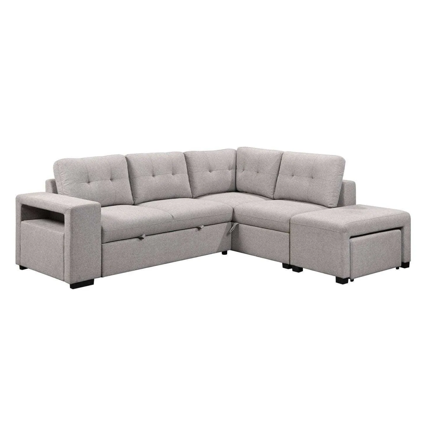 Sectionnel convertible avec chaise longue, rangement et 2 ottomans amovibles