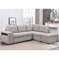 Sectionnel convertible avec chaise longue, rangement et 2 ottomans amovibles