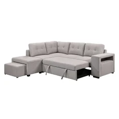 Sectionnel convertible avec chaise longue, rangement et 2 ottomans amovibles