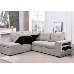 Sectionnel convertible avec chaise longue, rangement et 2 ottomans amovibles