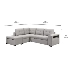 Sectionnel convertible avec chaise longue, rangement et 2 ottomans amovibles