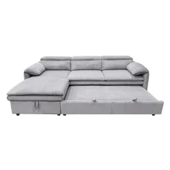 Sectionnel convertible avec chaise longue côté gauche et rangement - gris