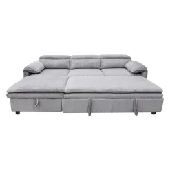 Sectionnel convertible avec chaise longue côté gauche et rangement - gris