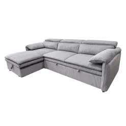 Sectionnel convertible avec chaise longue côté gauche et rangement - gris