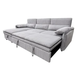Sectionnel convertible avec chaise longue côté gauche et rangement - gris